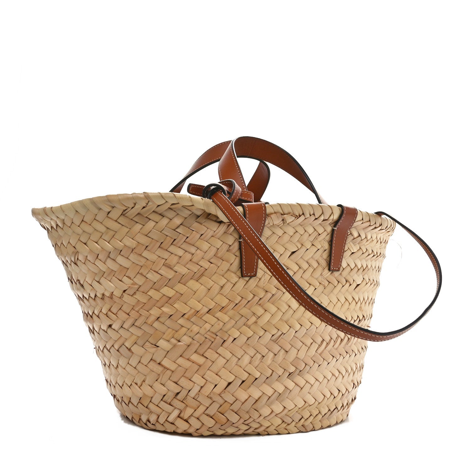 Raffia Calfskin Triomphe Teen Panier Tan