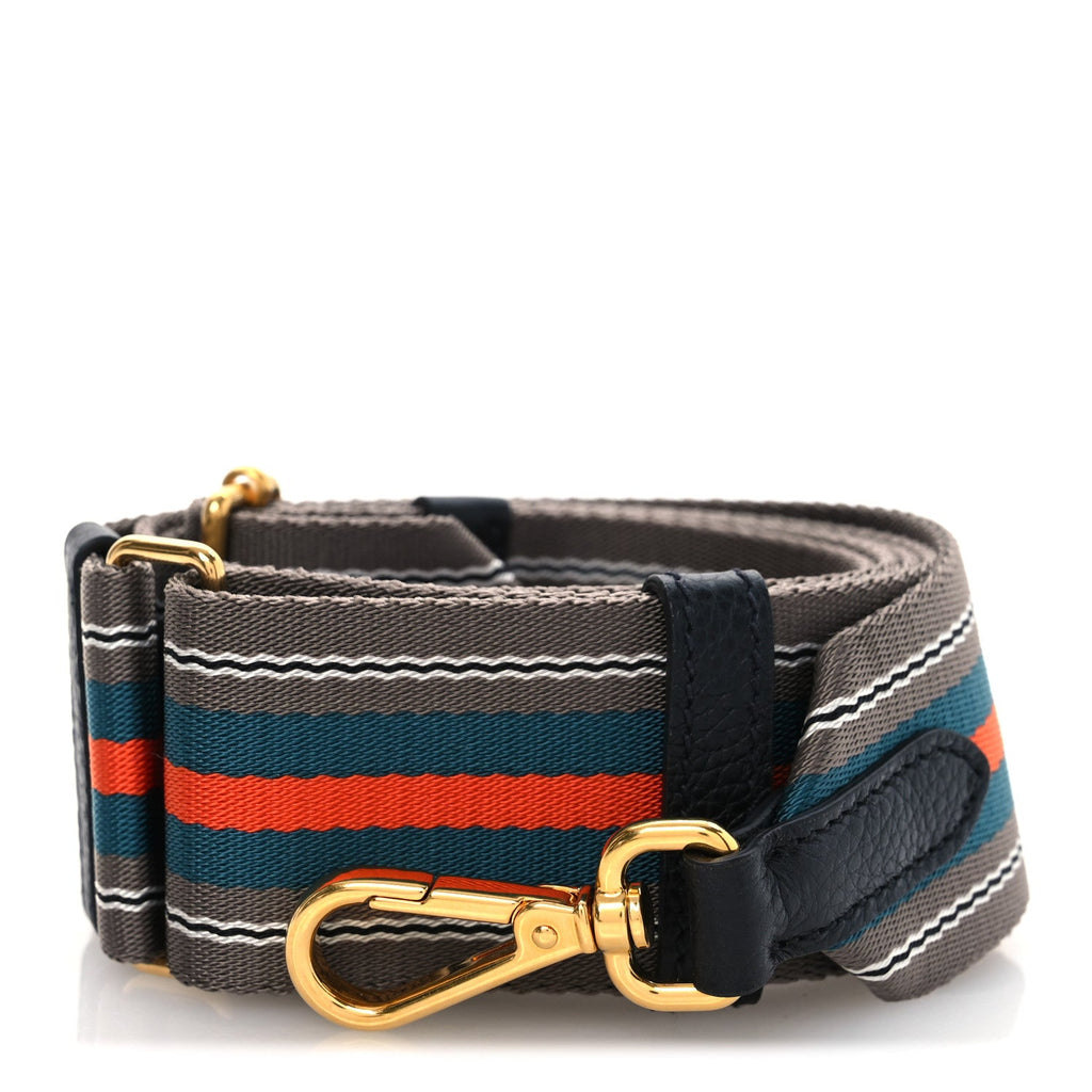 Vitello Daino Striped Fabric Shoulder Strap