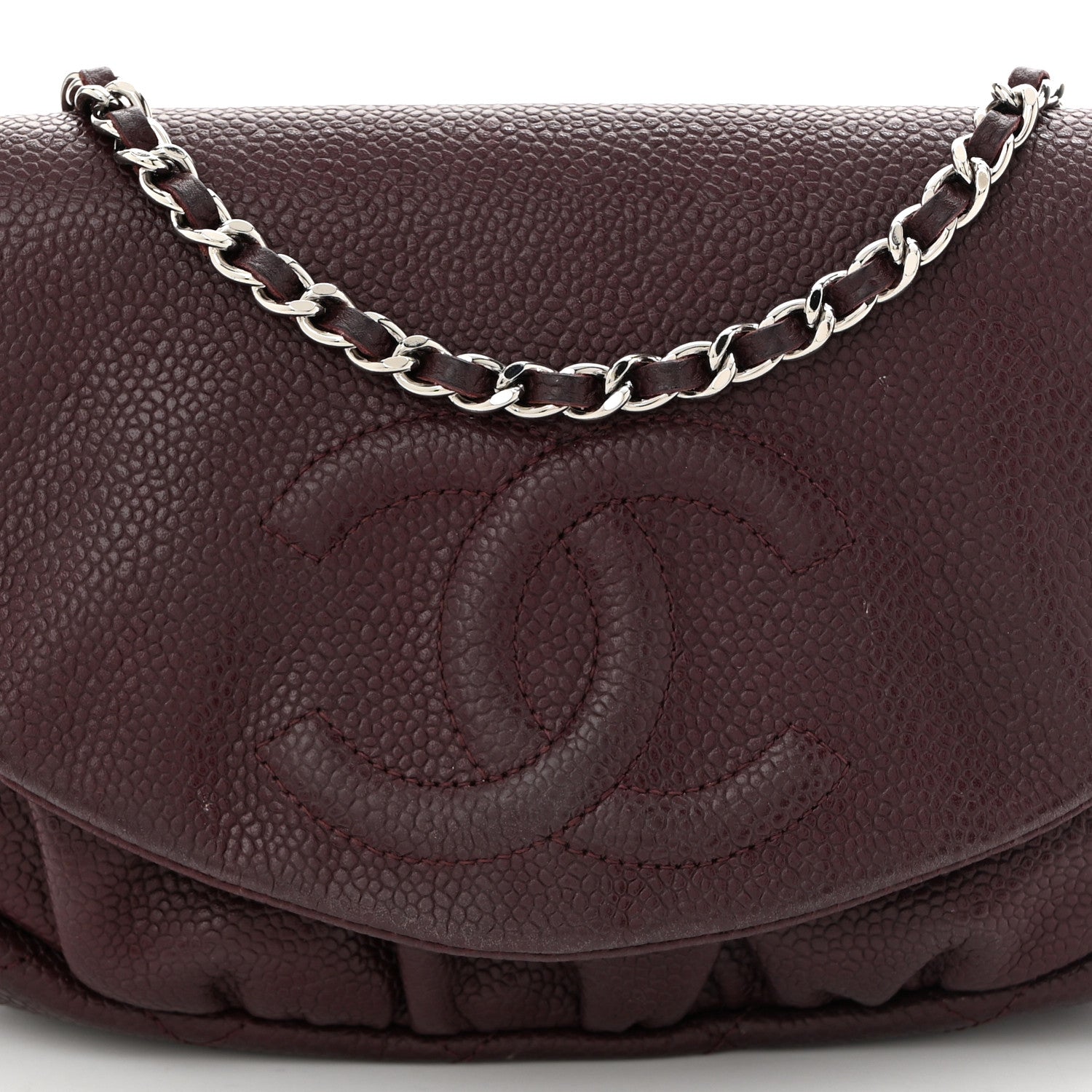 Caviar Half Moon Wallet On Chain WOC Bordeaux