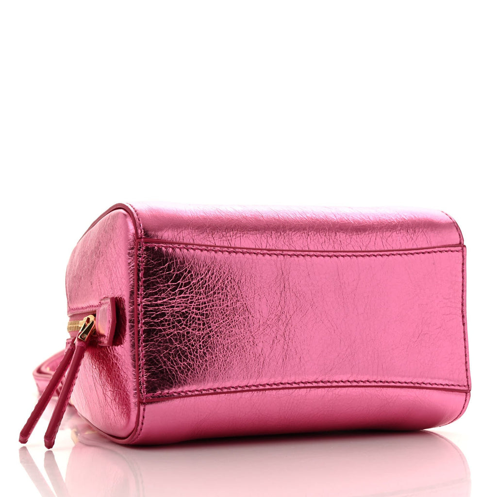 Laminated Lambskin Micro Antigona Cube Bag Raspberry