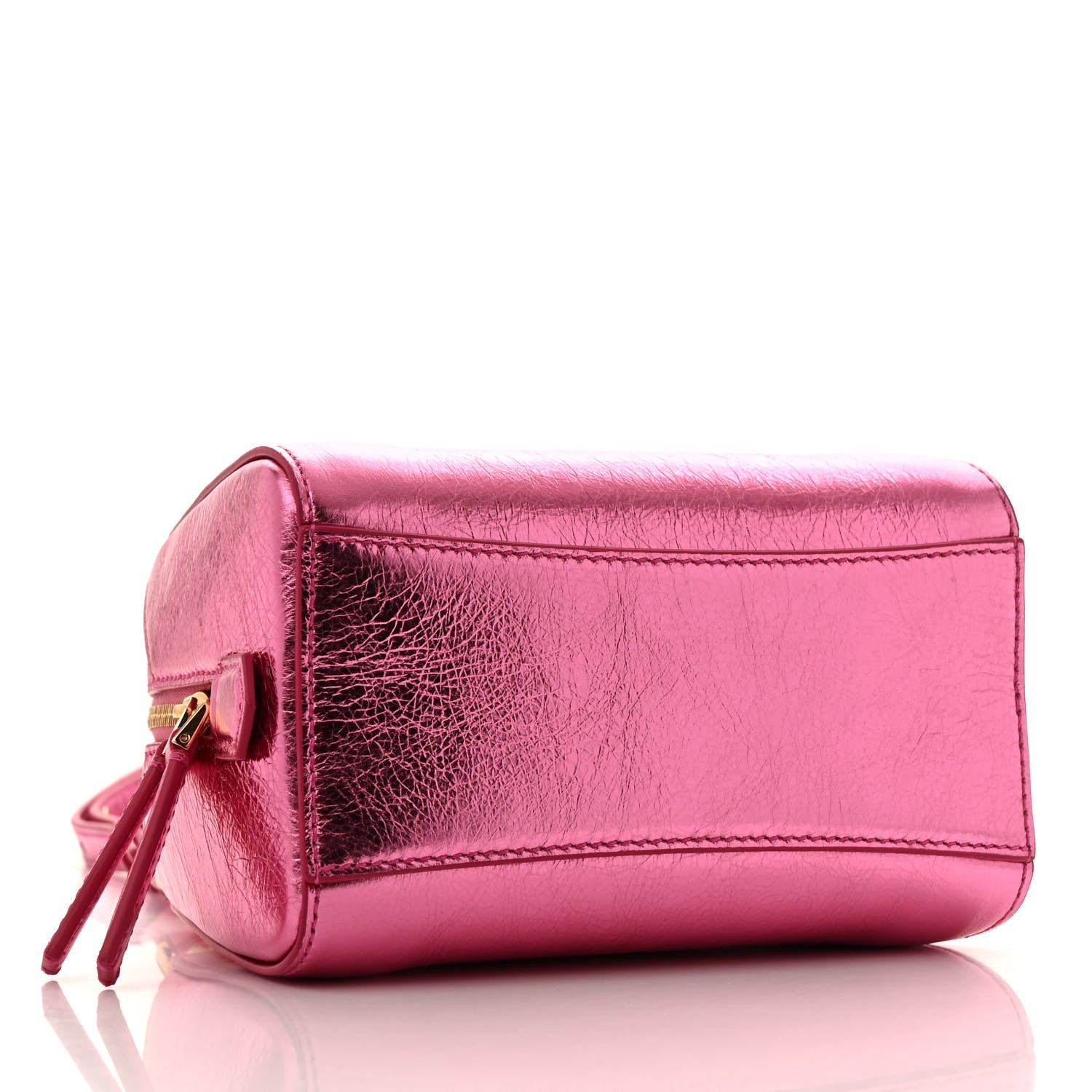 Laminated Lambskin Micro Antigona Cube Bag Raspberry