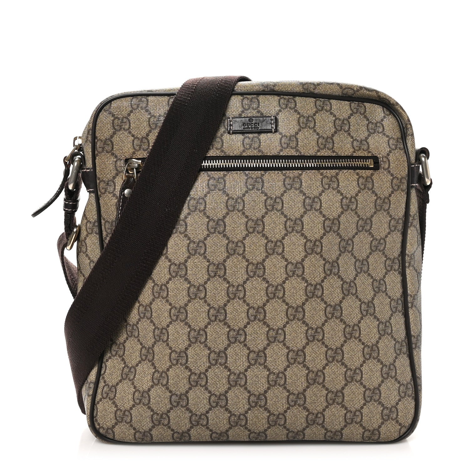 GG Plus Monogram Selleria Calfskin Medium Messenger Bag Beige Ebony Cocoa Dark Chocolate