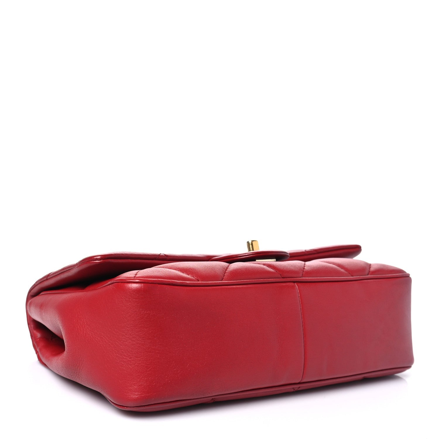 Lambskin Quilted Small Easy Carry Flap Red