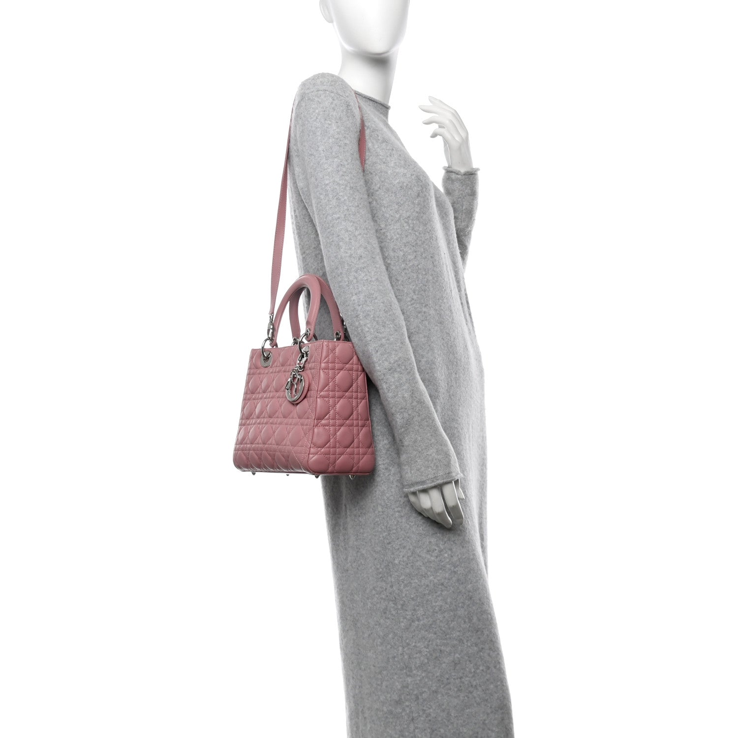 Lambskin Cannage Medium Lady Dior Pink