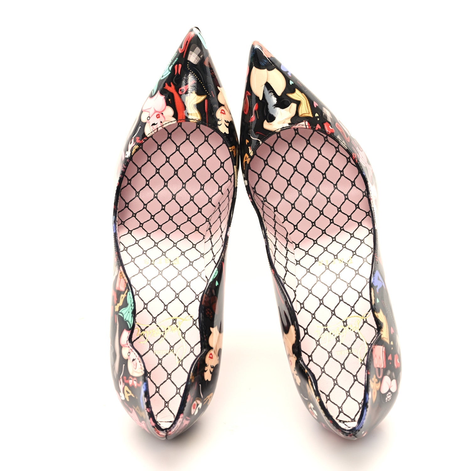 Patent Bored Lin Resille Hot Chick 100 Pumps 35.5 Black Multicolor