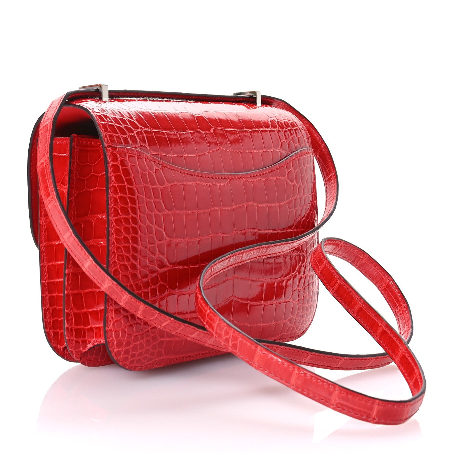 Shiny Alligator Constance 18 Rouge de Coeur