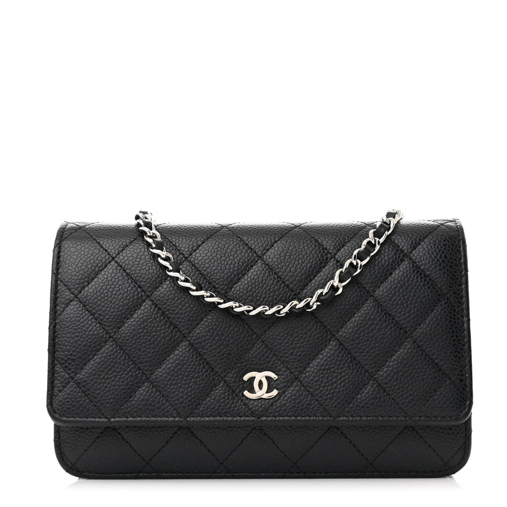 Caviar Quilted Wallet on Chain WOC Black