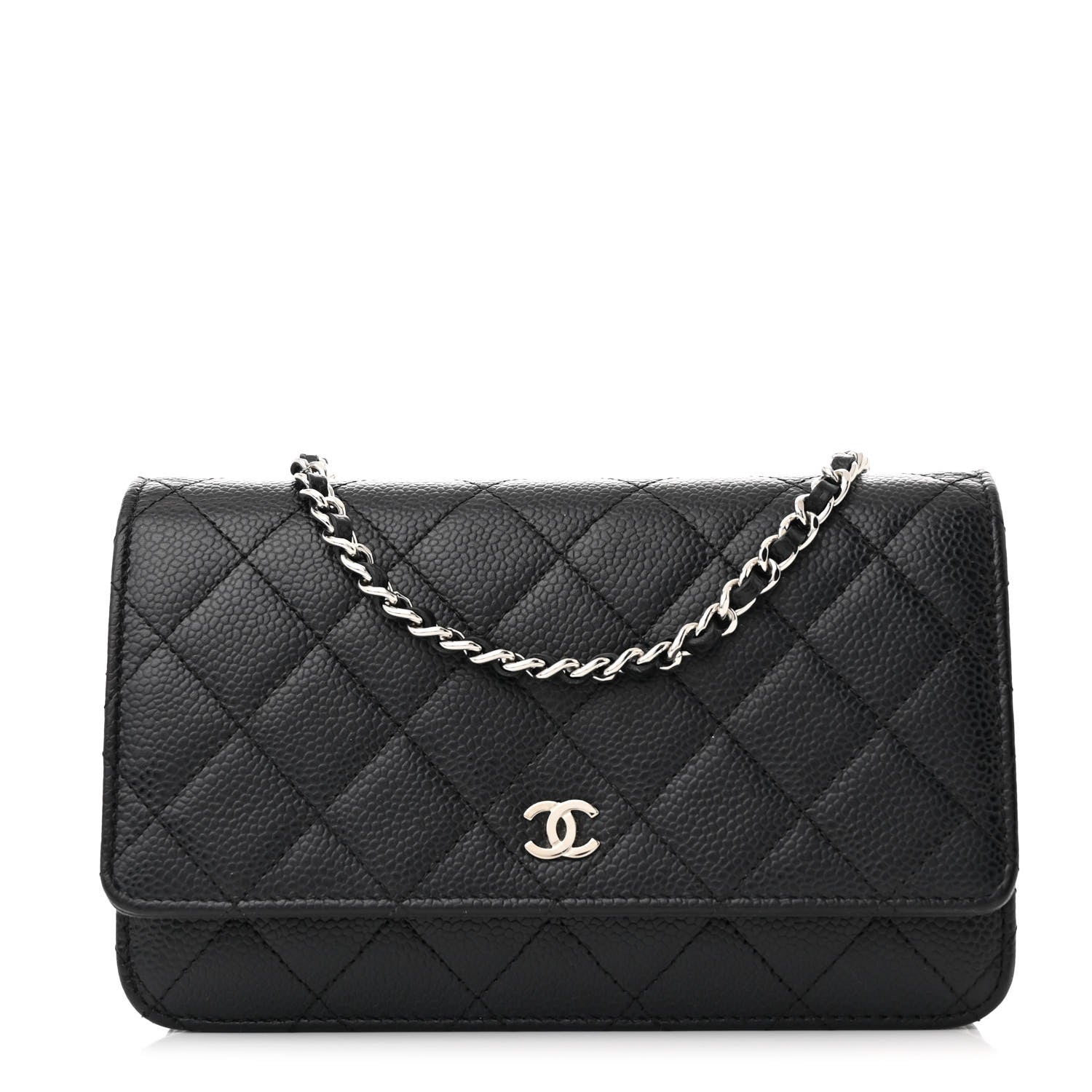 Caviar Quilted Wallet on Chain WOC Black