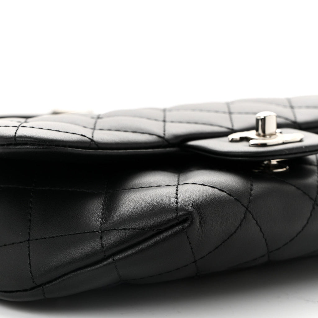 Calfskin Quilted CC Uniform Flap Belt Bag Black
