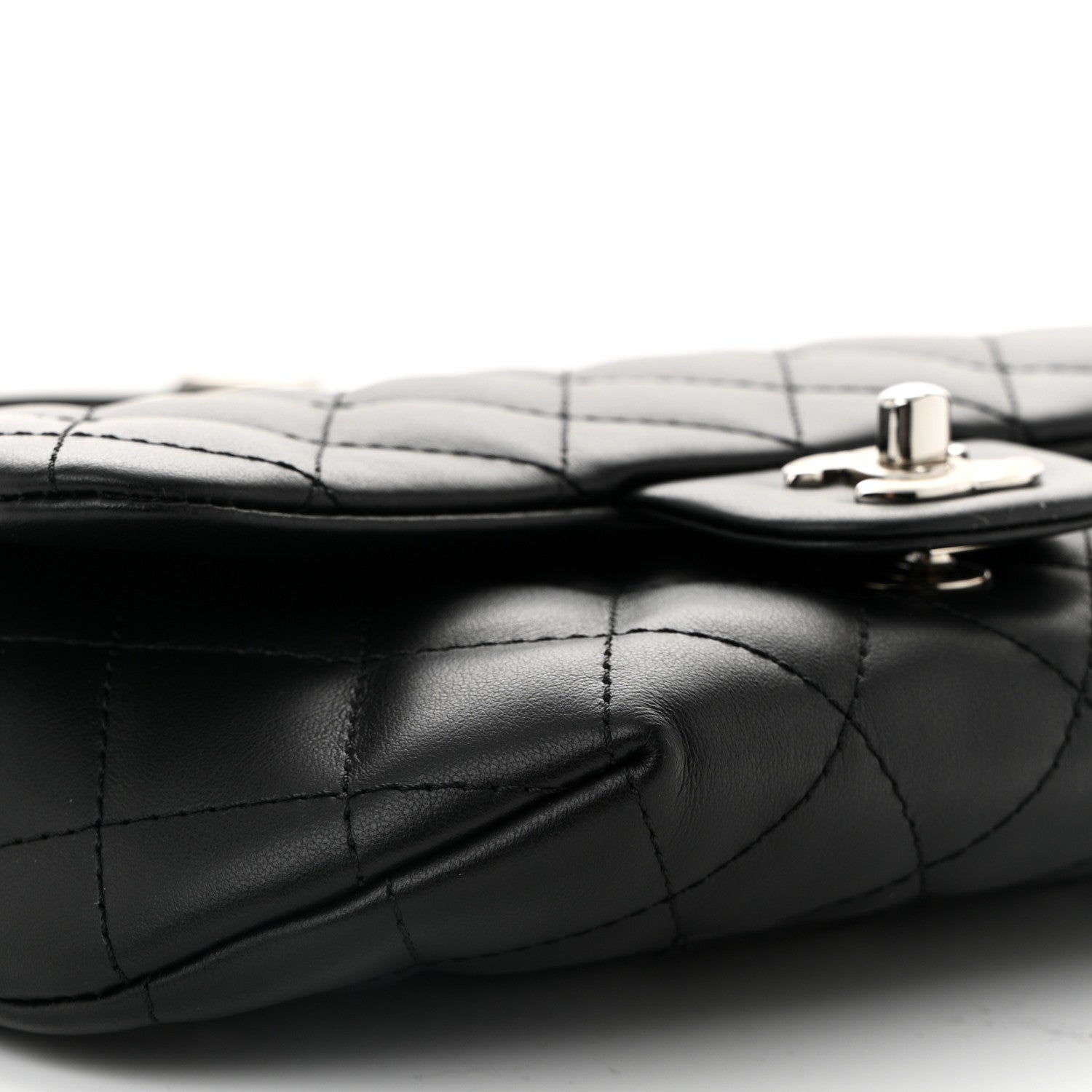 Calfskin Quilted CC Uniform Flap Belt Bag Black