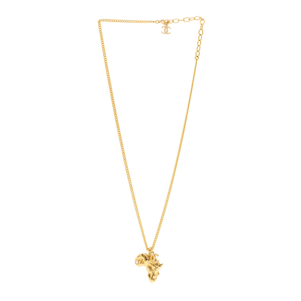 Crystal Pearl CC Africa Pendant Necklace Gold White