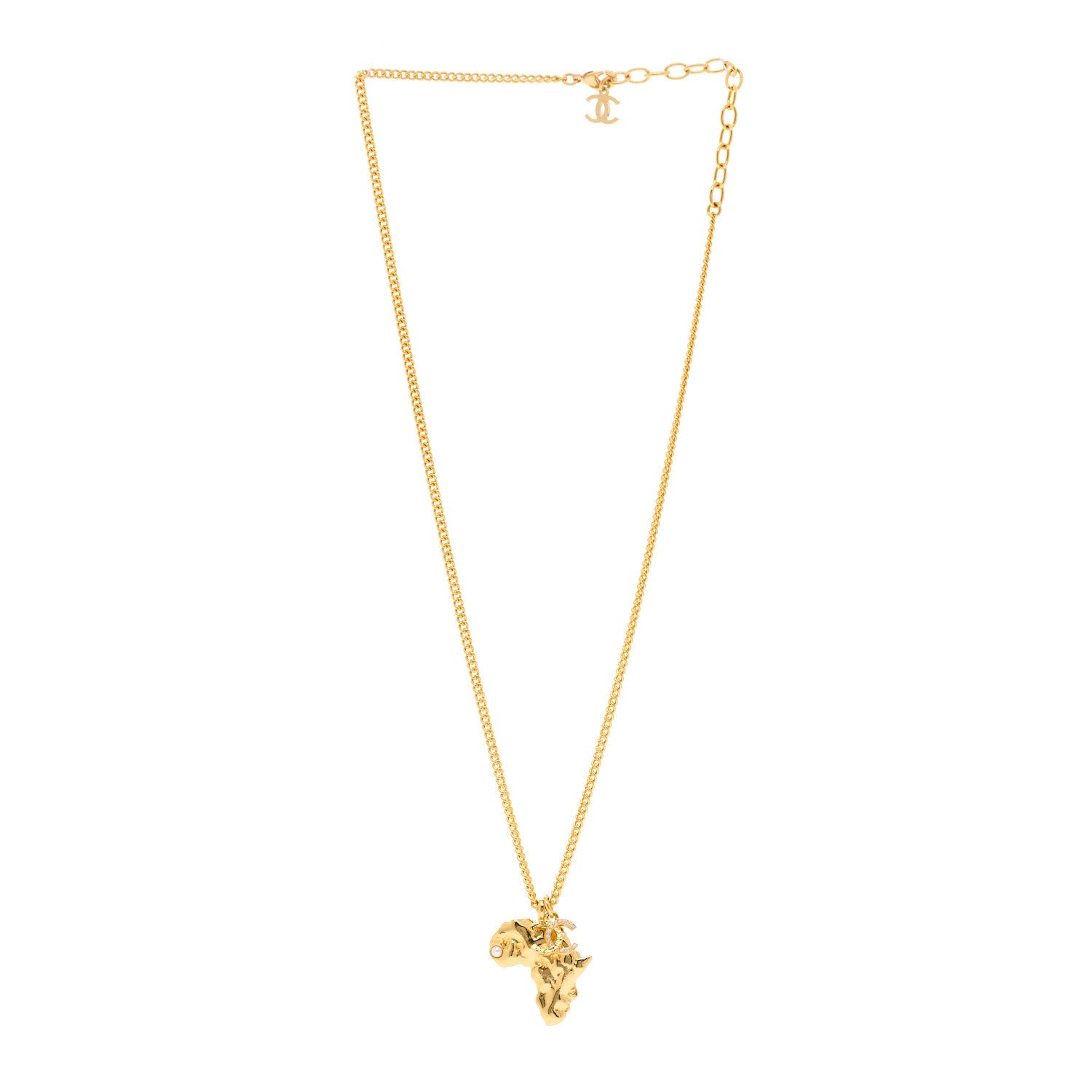 Crystal Pearl CC Africa Pendant Necklace Gold White