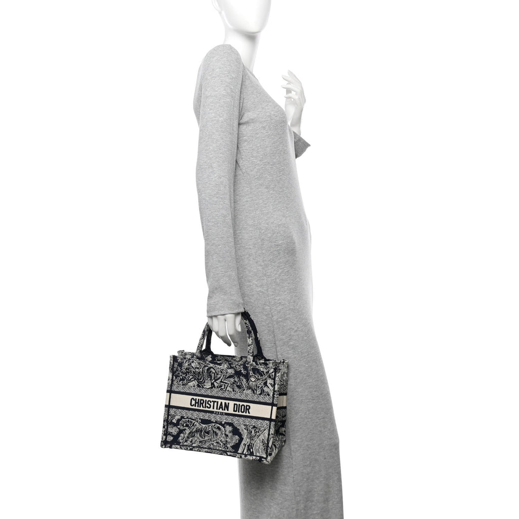 Canvas Embroidered Small Dioriviera Toile De Jouy Book Tote Blue