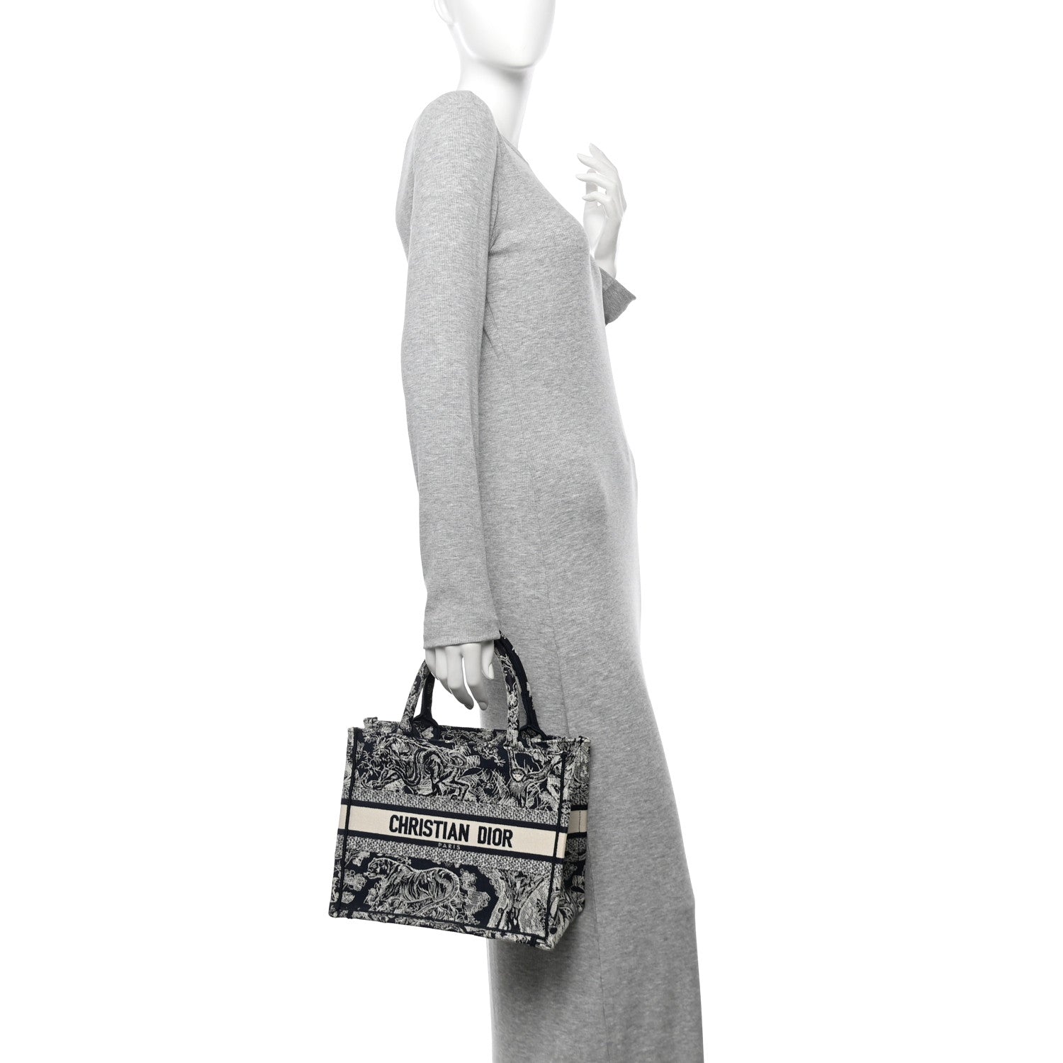 Canvas Embroidered Small Dioriviera Toile De Jouy Book Tote Blue