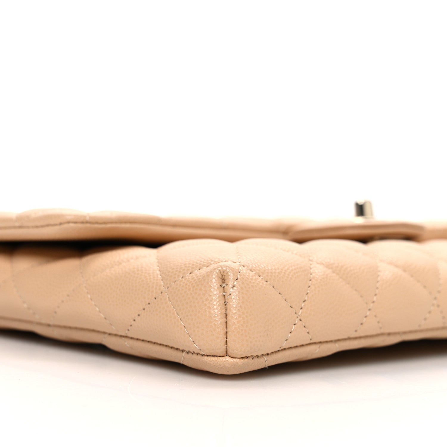 Caviar Quilted Flap Clutch Beige