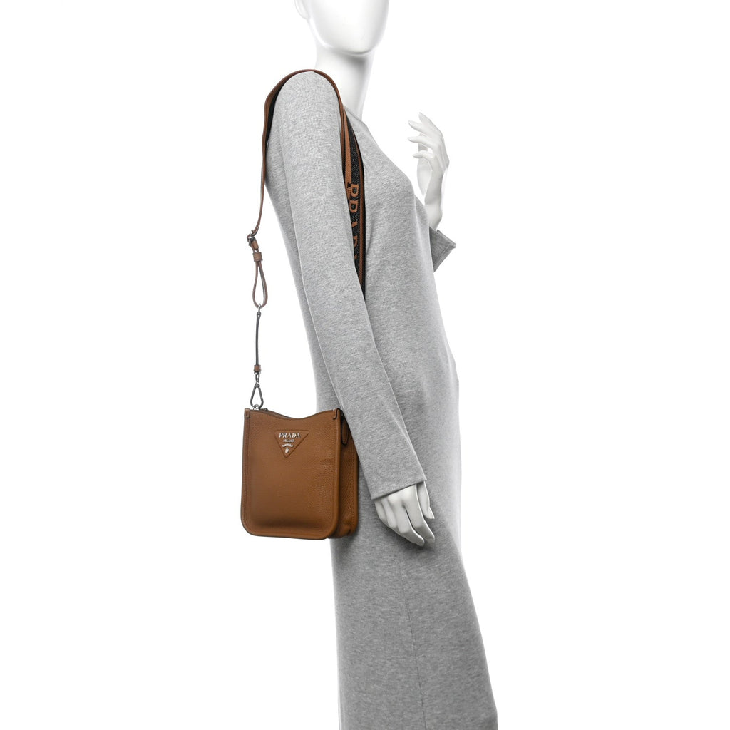 Vitello Daino Soft Mini Hobo Messenger Bag Caramel