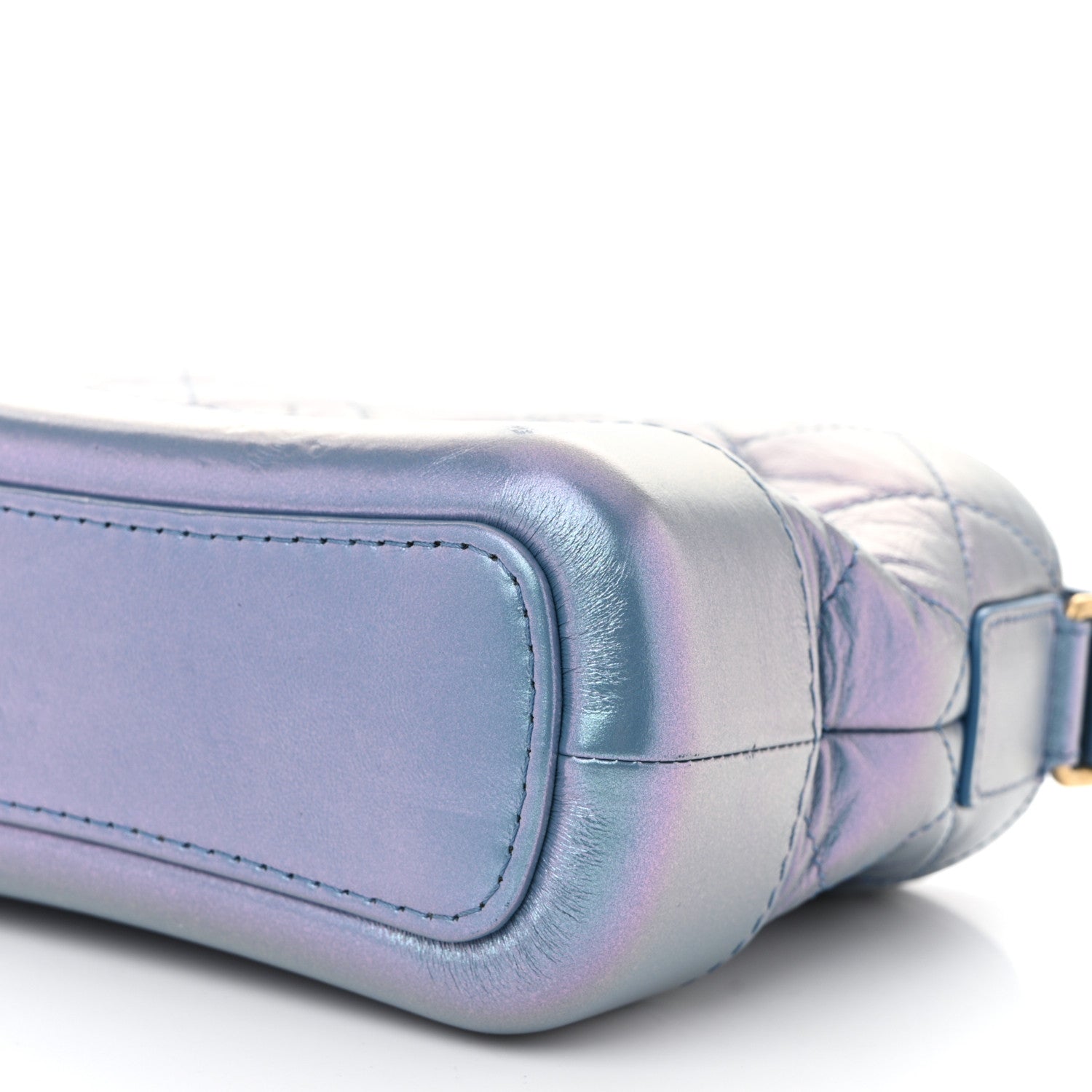 Iridescent Aged Calfskin Quilted Small Gabrielle Hobo Blue