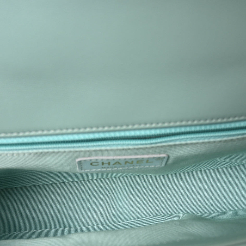 Lambskin Quilted Medium In The Loop Handle Flap Bag Light Blue