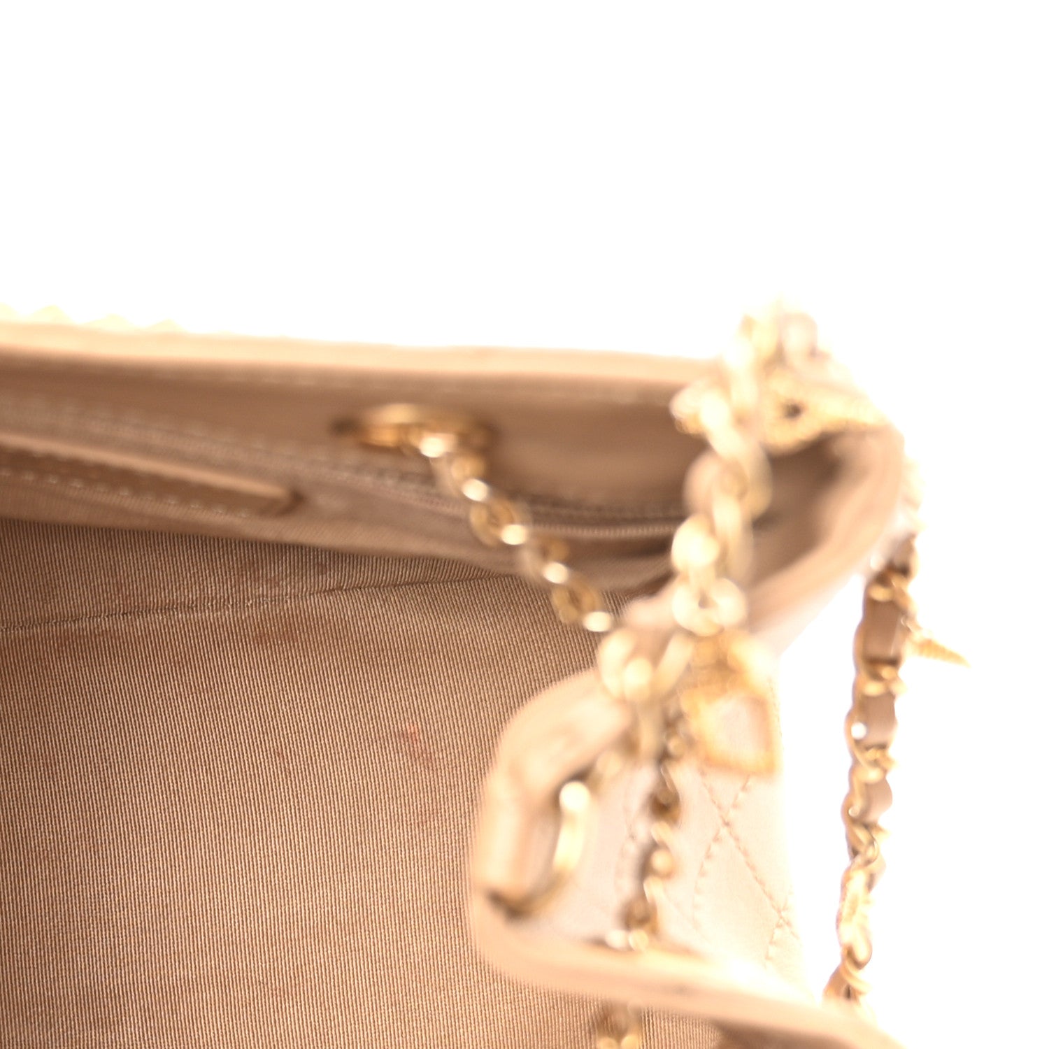 Calfskin Stitched Small Egyptian Amulet Drawstring Bag Beige