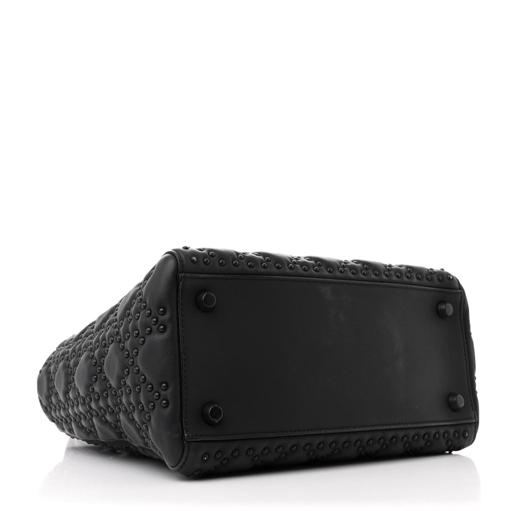 Matte Calfskin Cannage Studded Medium Supple Lady Dior Ultra Black