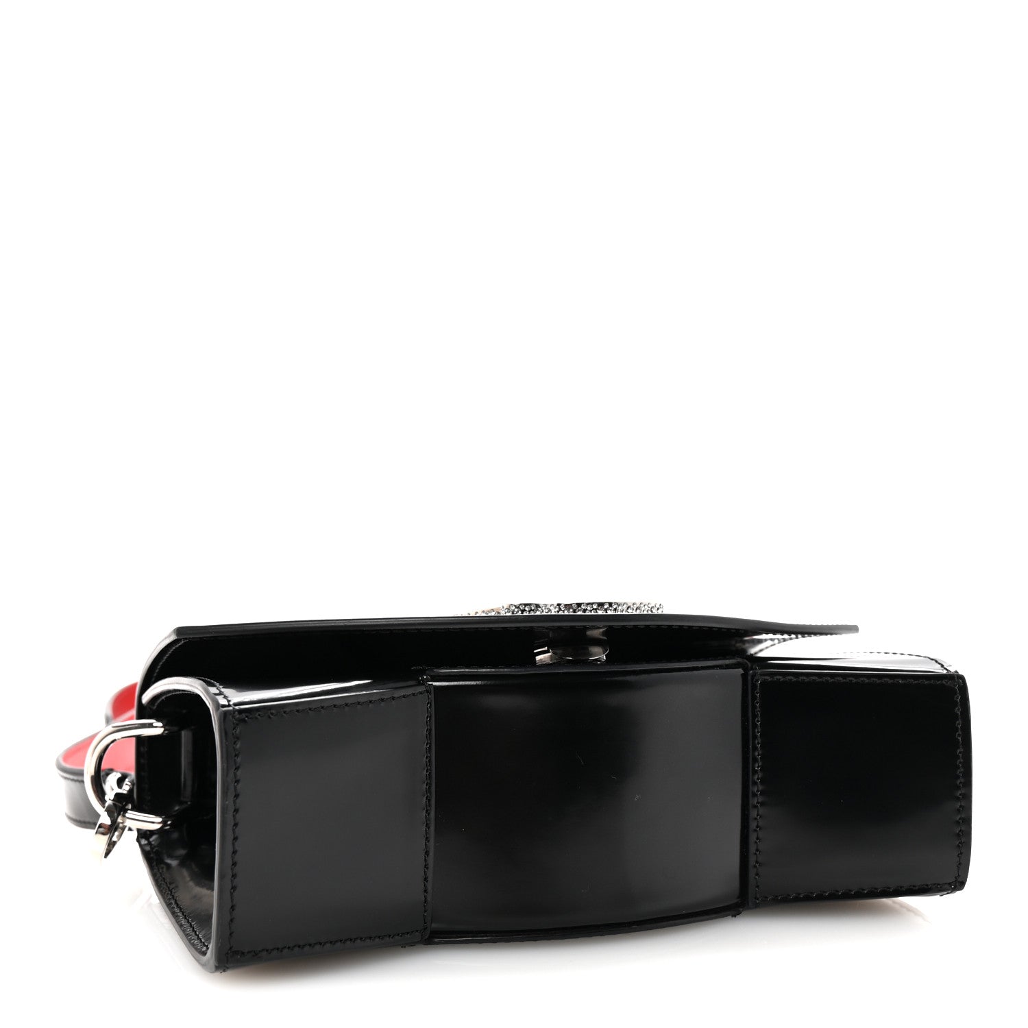 Patent Calfskin Strass Small Loubi54 Crossbody Clutch Black