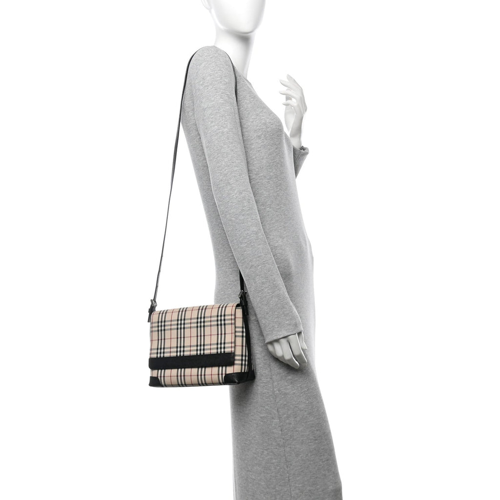 Calfskin Vintage Check Crossbody Bag Black