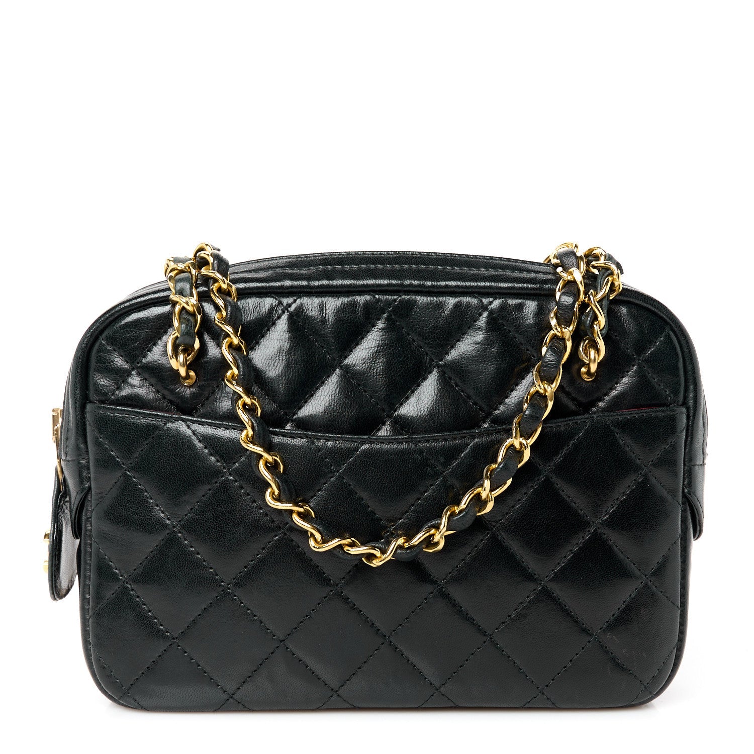 Lambskin Quilted Camera Case Black