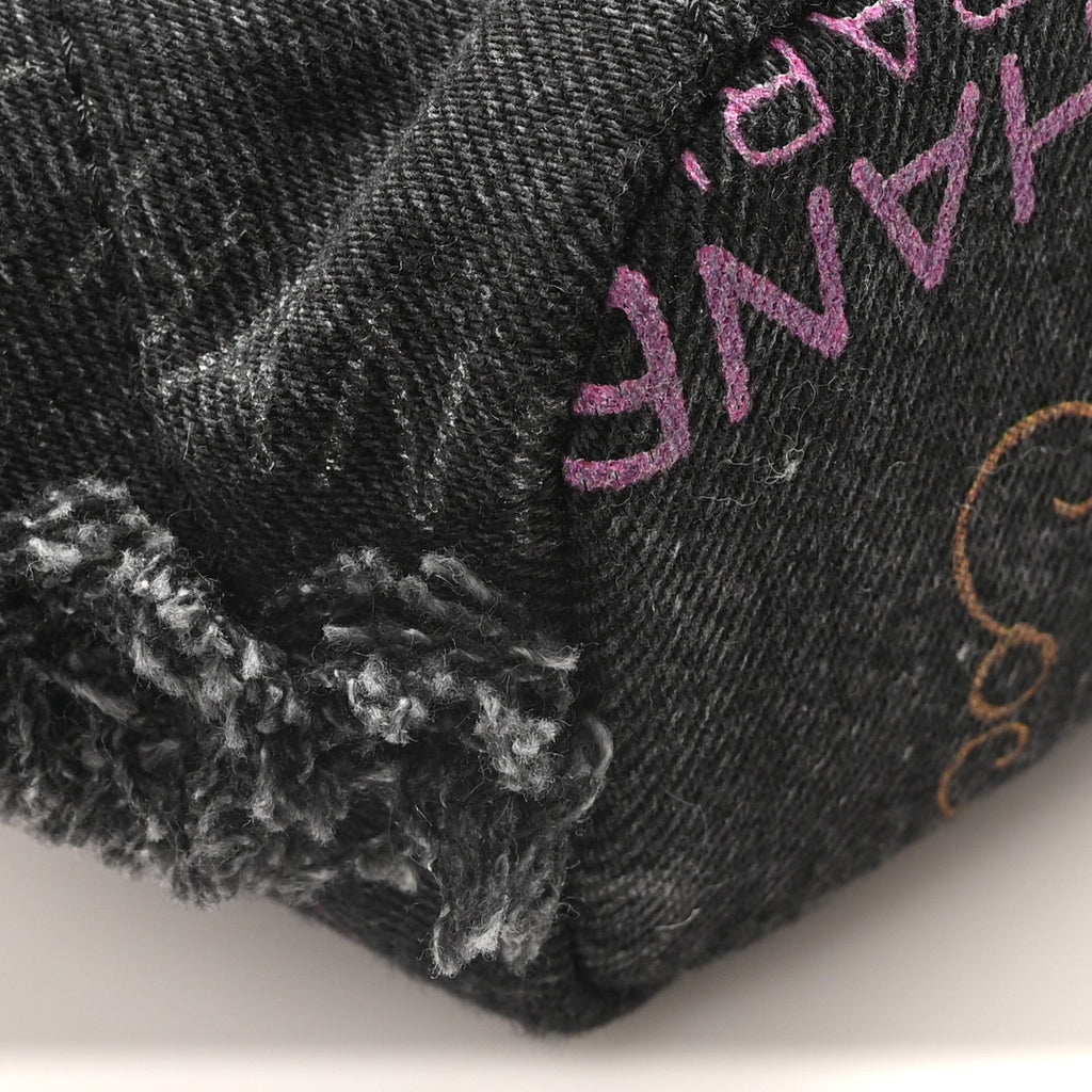 Denim Quilted Mood Small Bucket With Chain Black Multicolor