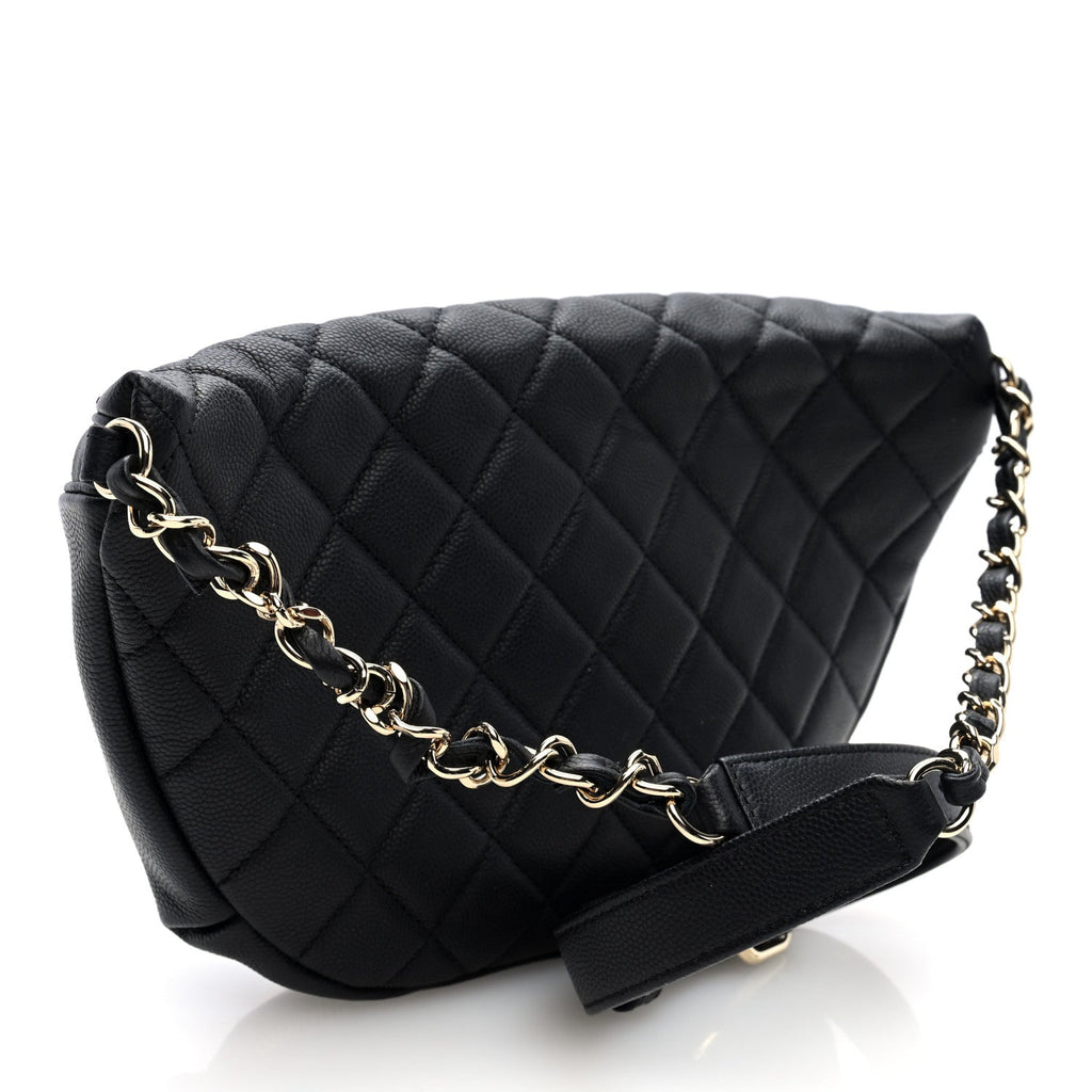 Caviar Quilted Business Affinity Waist Belt Bag Black