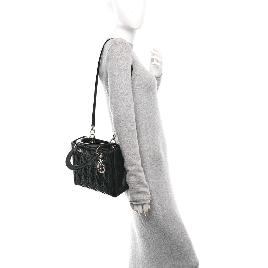 Patent Cannage Medium Lady Dior Black