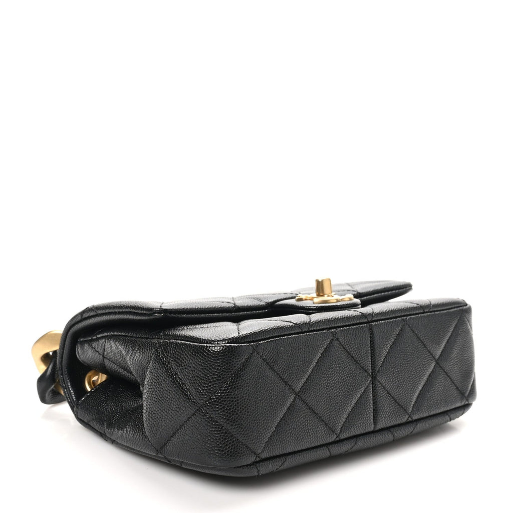 Caviar Quilted Funky Match Mini Flap Black