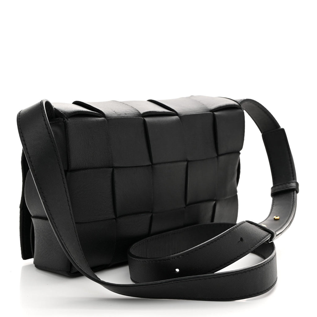 Lambskin Maxi Intrecciato Cassette Crossbody Bag Black