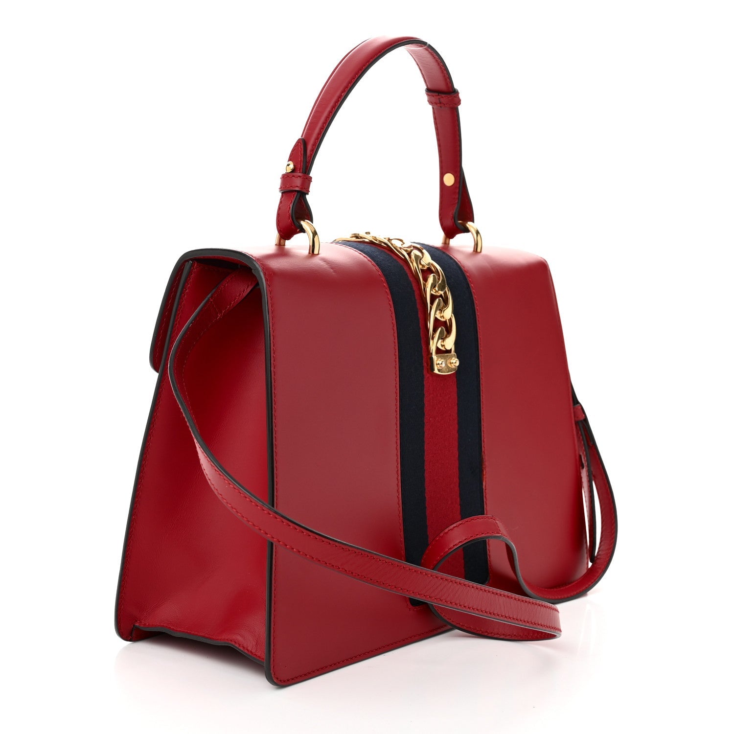 Calfskin Medium Sylvie Top Handle Bag Hibiscus Red
