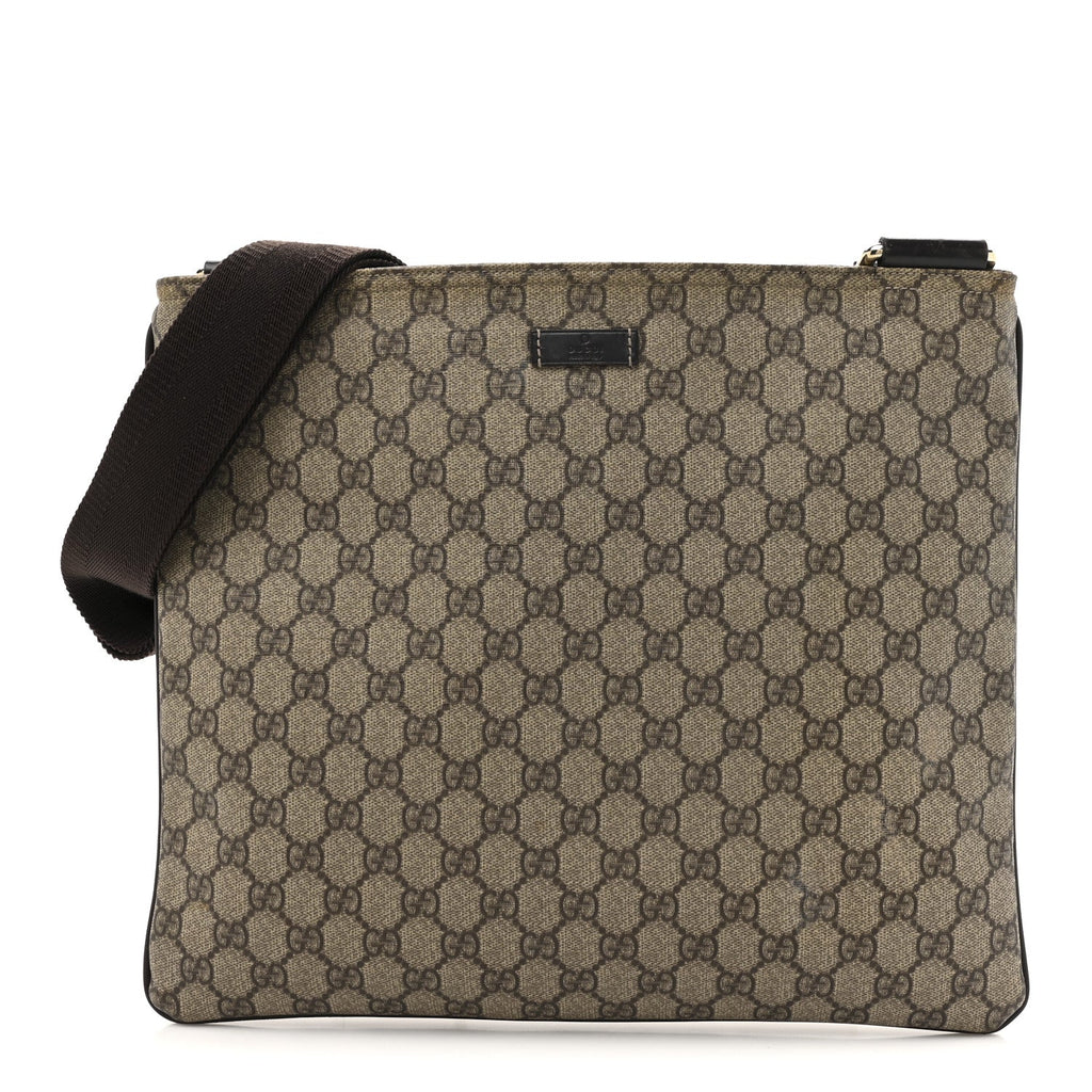 GG Supreme Monogram Medium Flat Messenger Bag Dark Brown