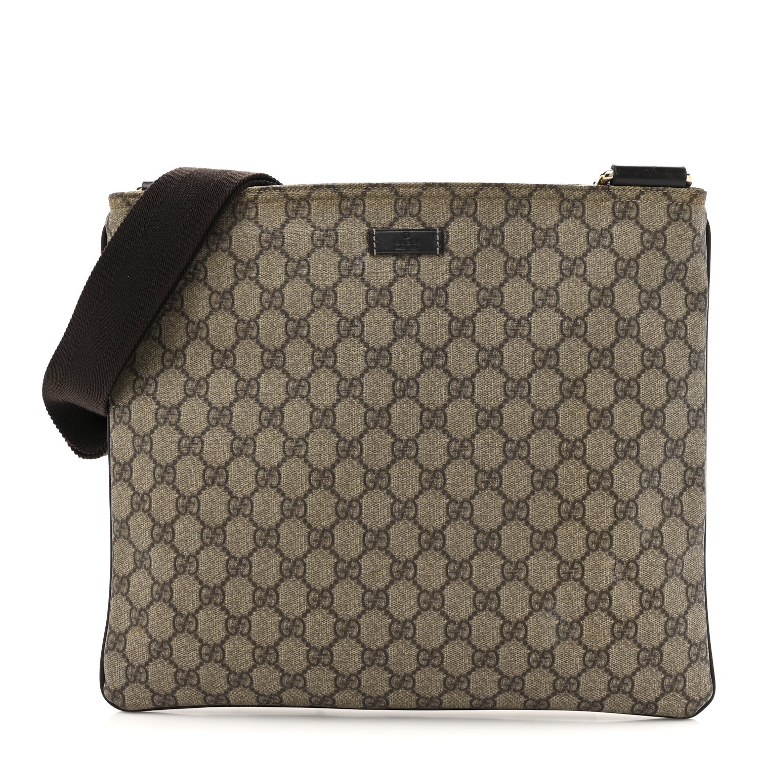 GG Supreme Monogram Medium Flat Messenger Bag Dark Brown