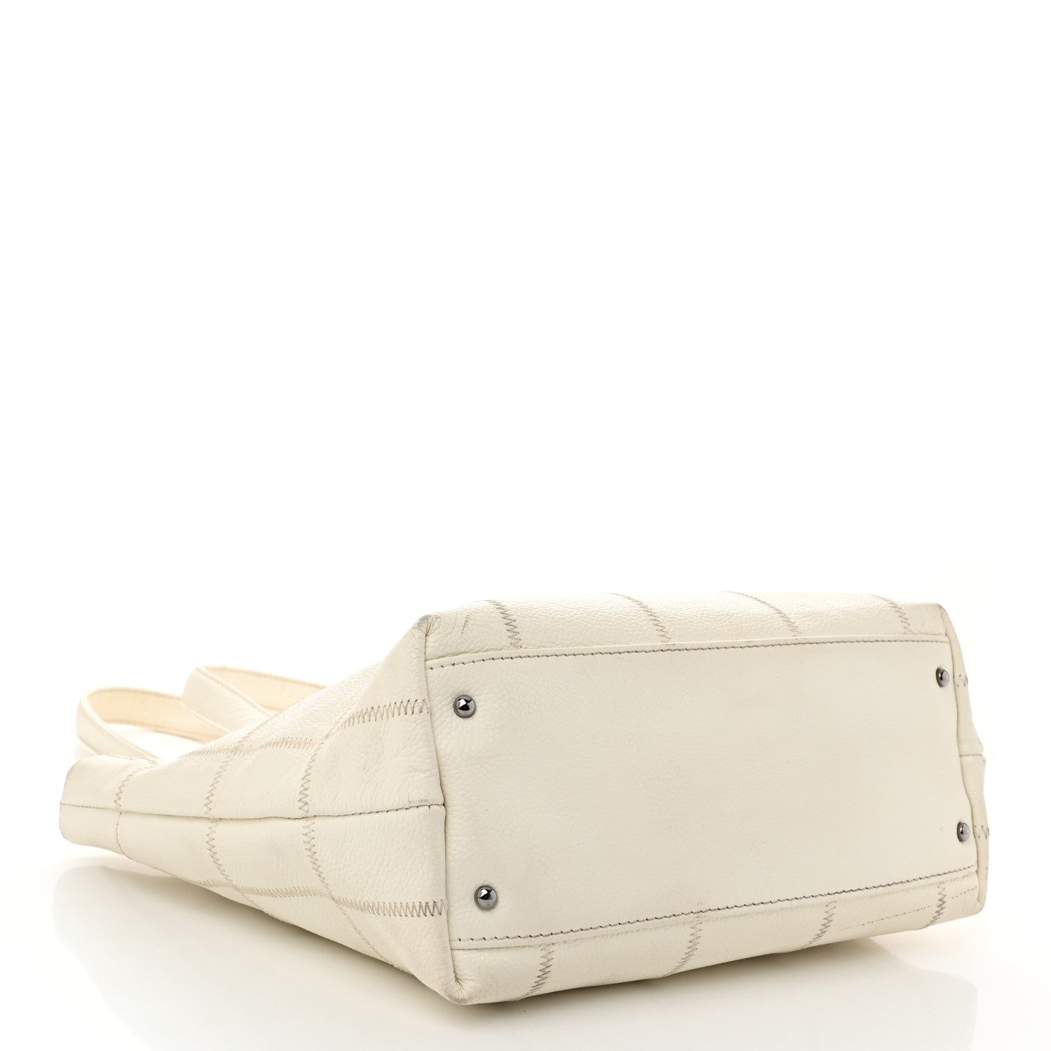 Caviar Square Stitched Tote White