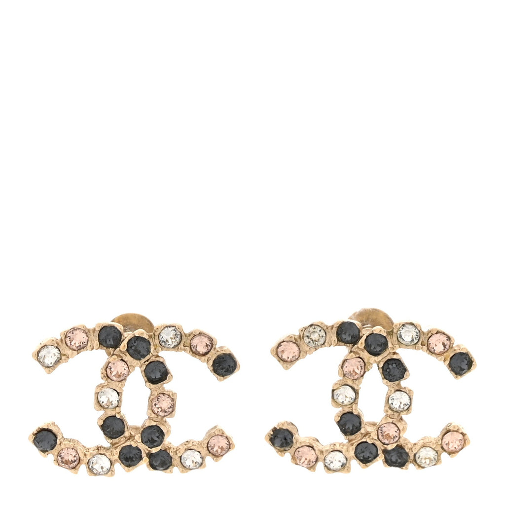 Crystal CC Earrings Blue Pink Gold