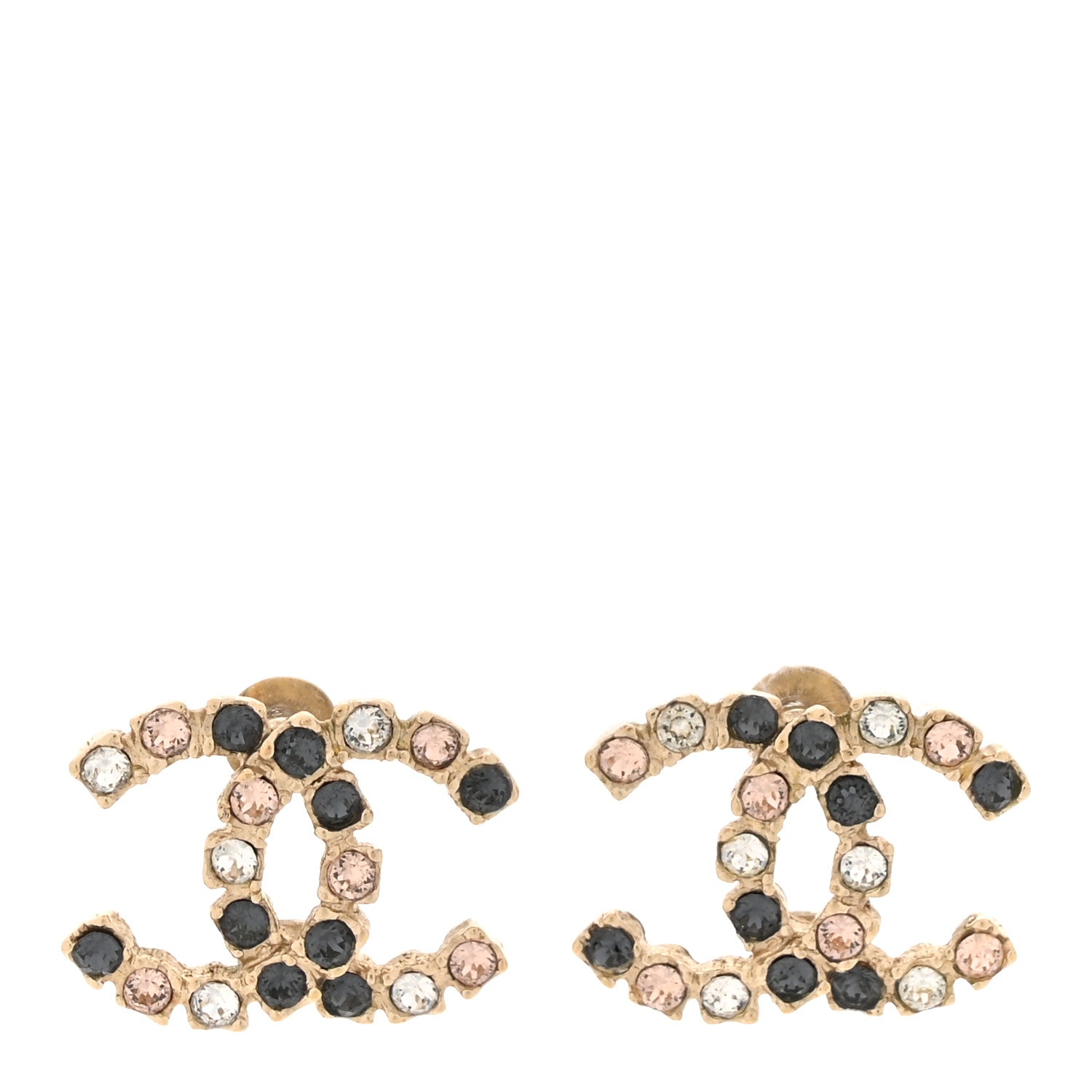 Crystal CC Earrings Blue Pink Gold