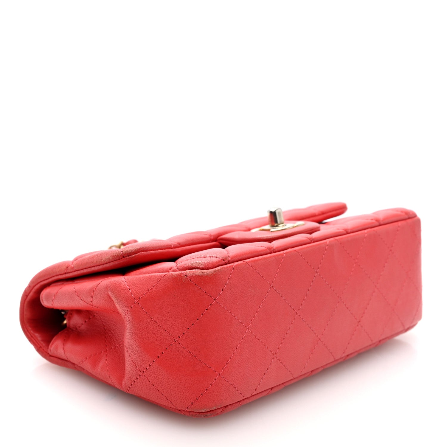 Lambskin Quilted Mini Rectangular Flap Red