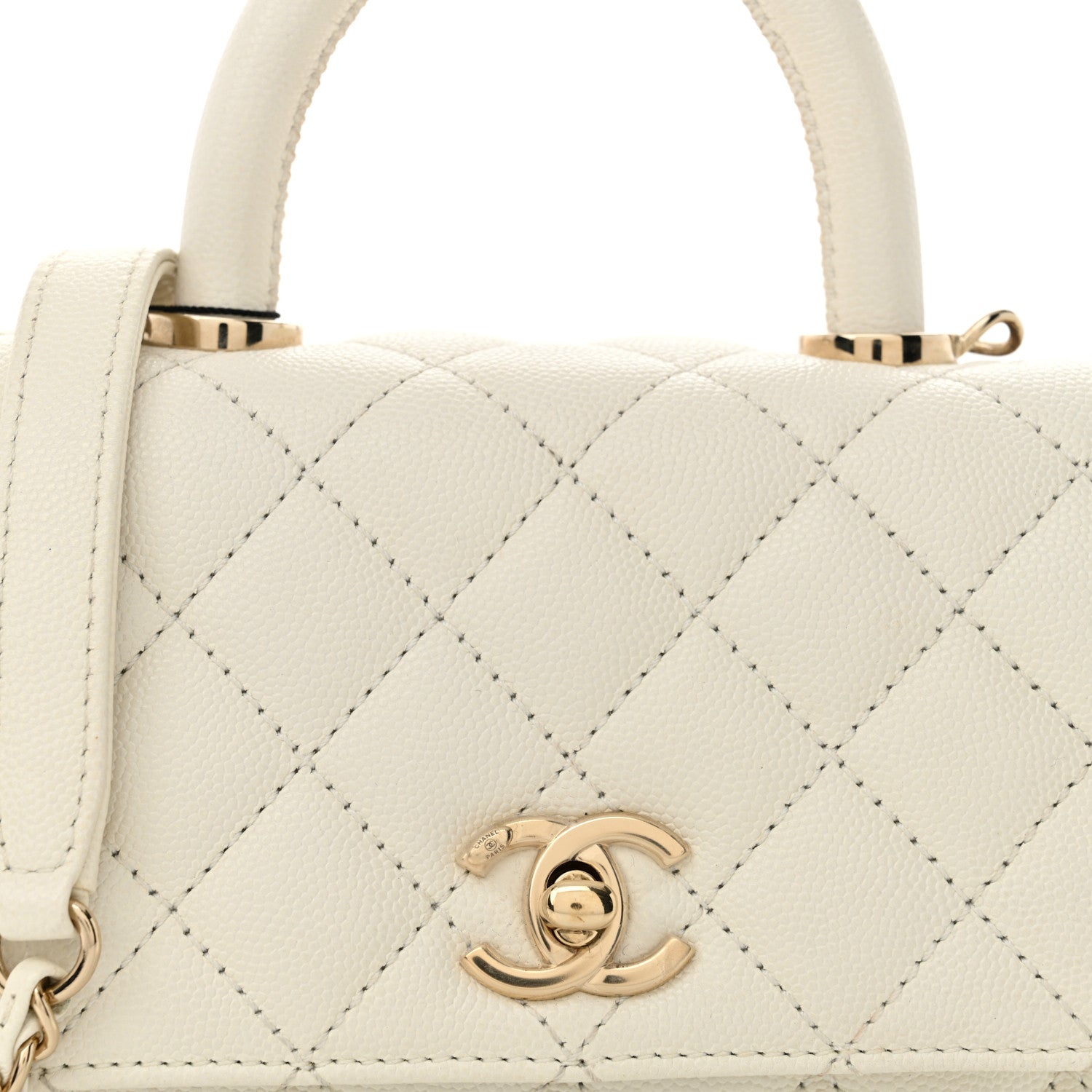 Caviar Quilted Extra Mini Coco Handle Flap White