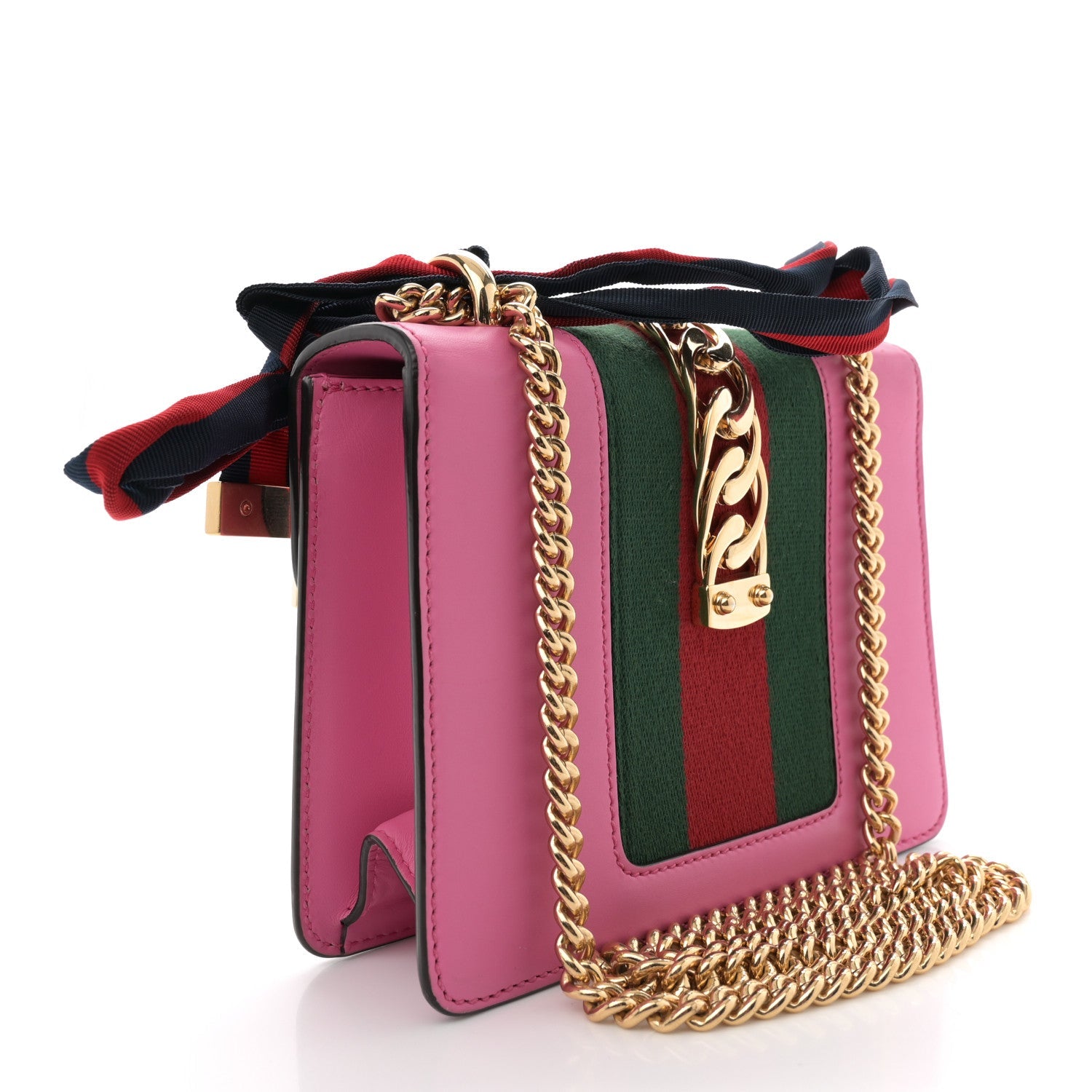 Vitello Fontanella Web Mini Sylvie Chain Shoulder Bag Pink Tropical Flower