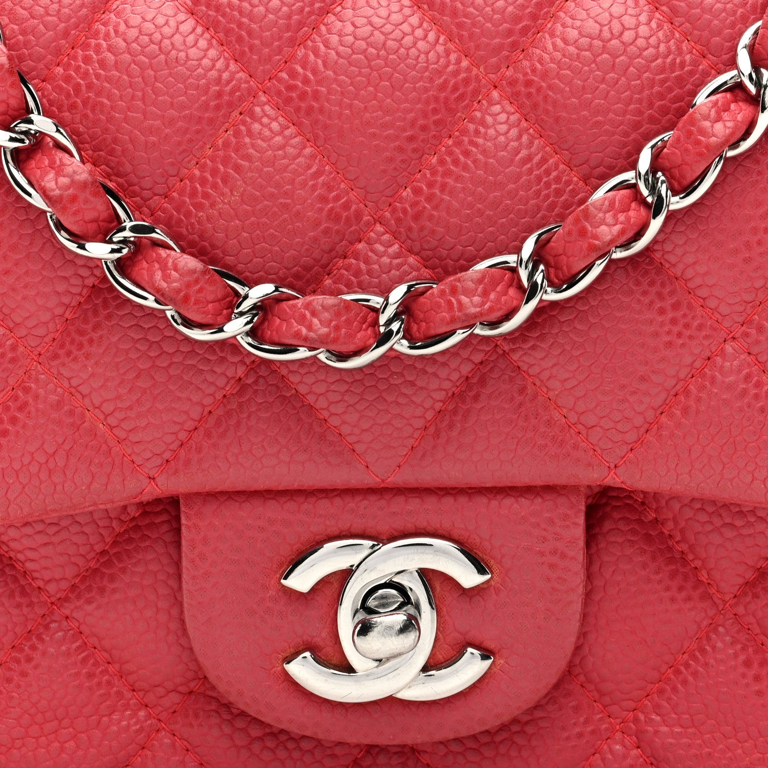 Caviar Quilted Mini Square Flap Pink