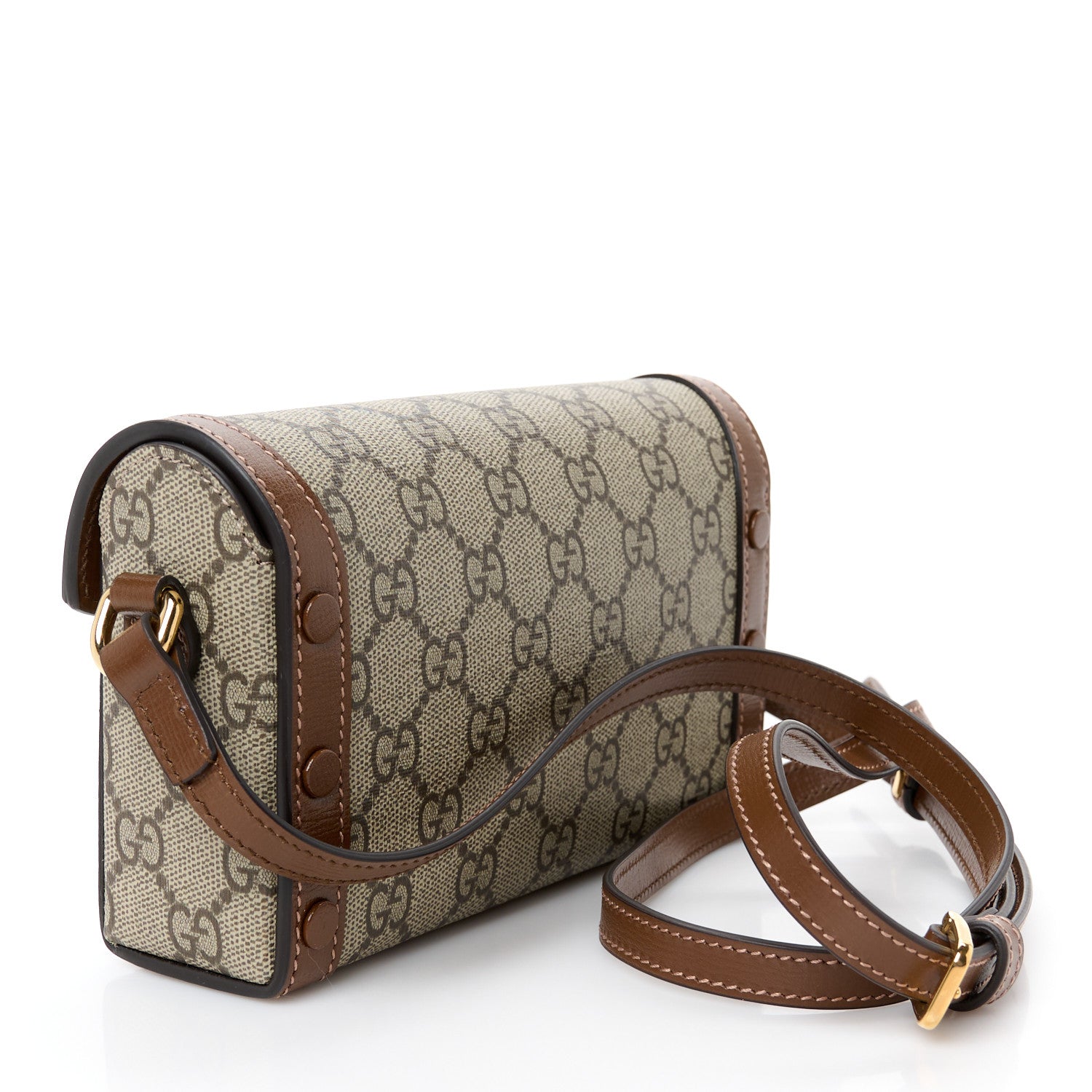 GG Supreme Monogram Mini Horsebit 1955 Shoulder Bag Beige Brown Sugar