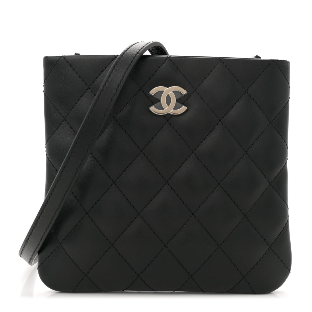 Lambskin Quilted Crossbody Bag Black