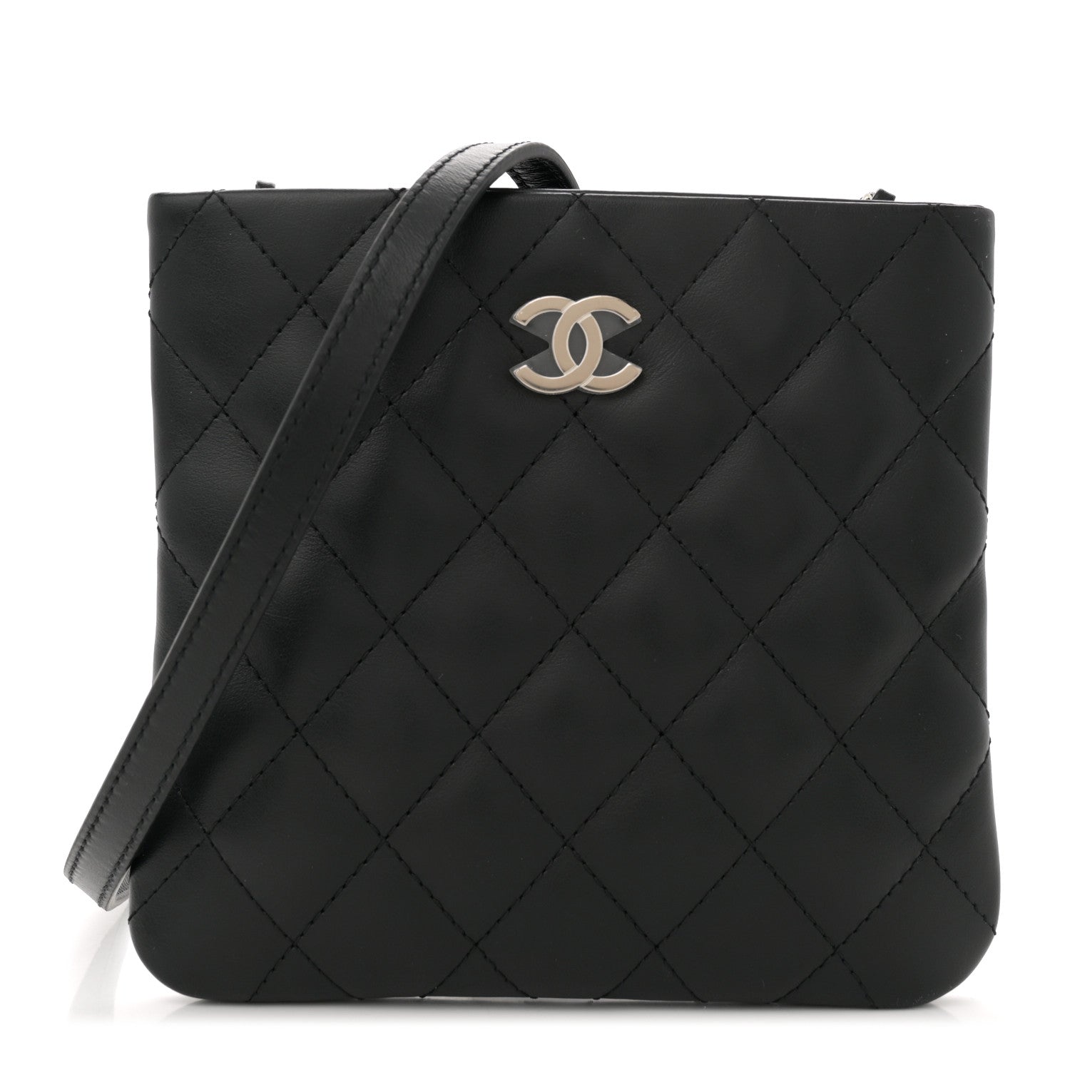 Lambskin Quilted Crossbody Bag Black