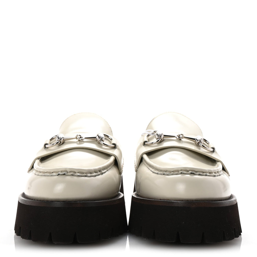 Cordovan Lux Horsebit Platform Mules 41 Mystic White