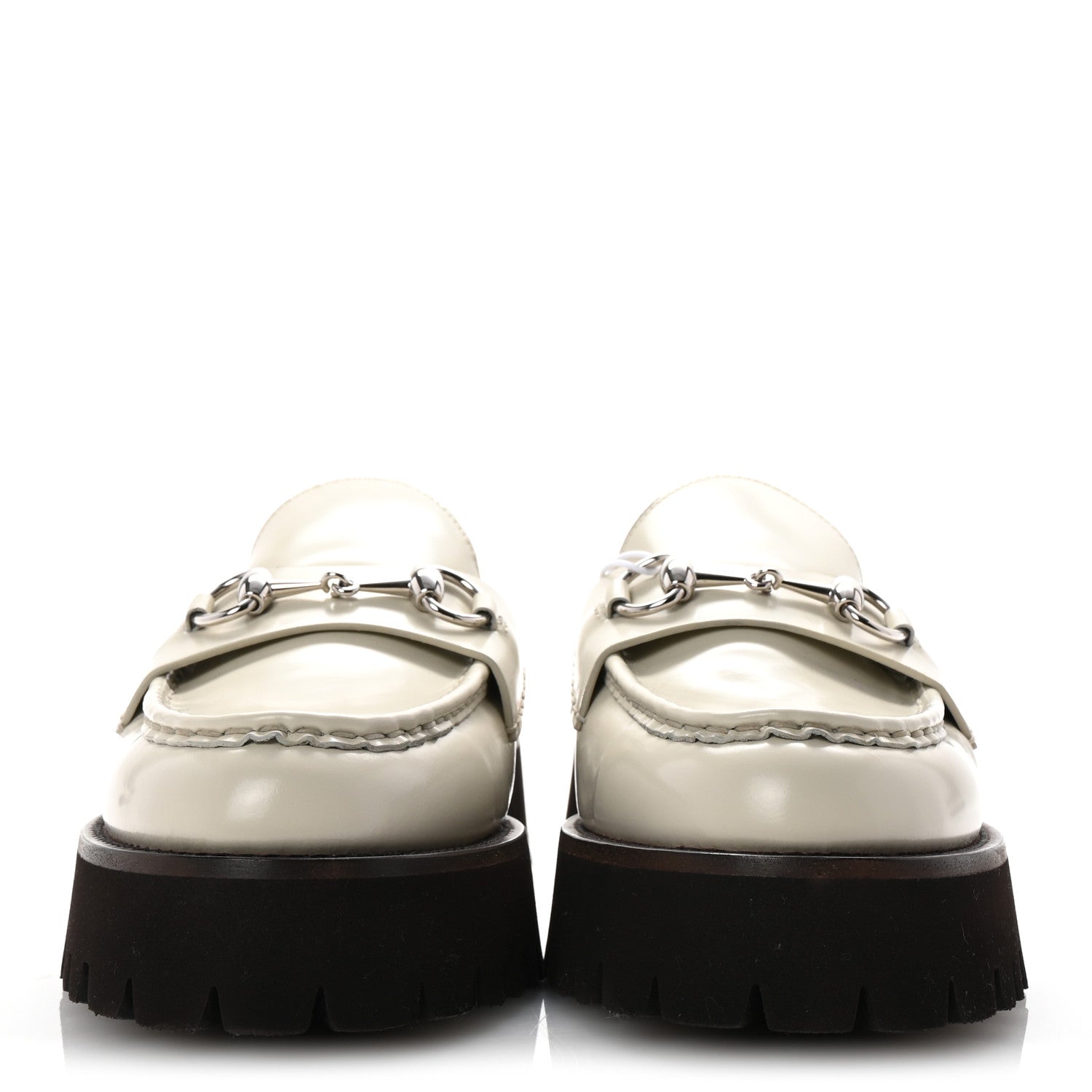 Cordovan Lux Horsebit Platform Mules 41 Mystic White