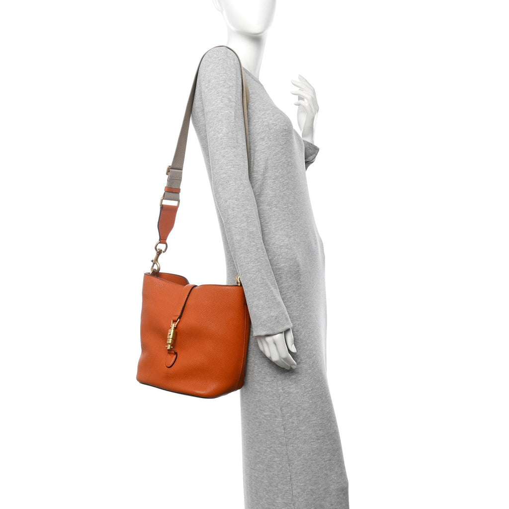Soft Grained Calfskin Small Jackie Bucket Bag Orange