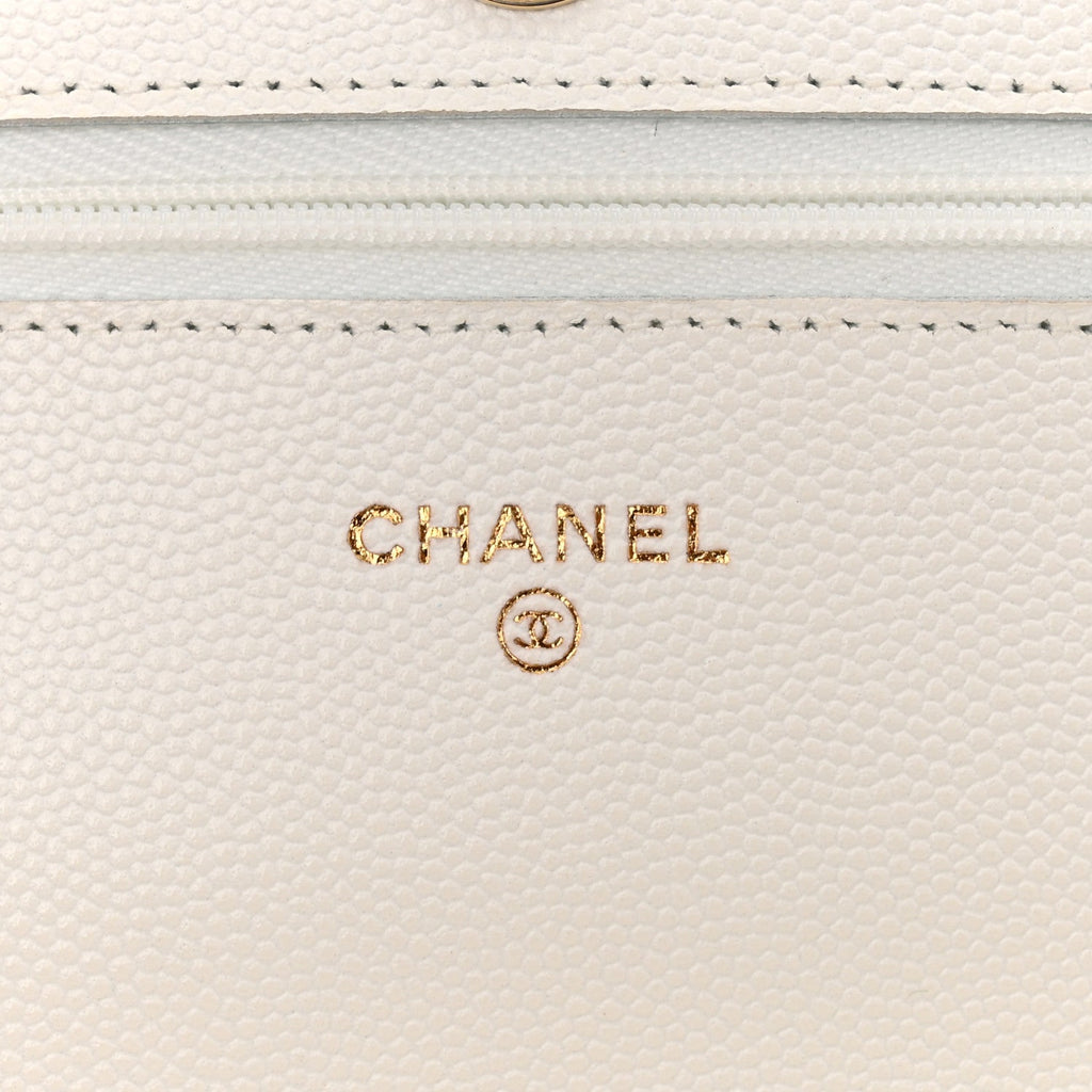 Caviar Quilted Wallet On Chain WOC White
