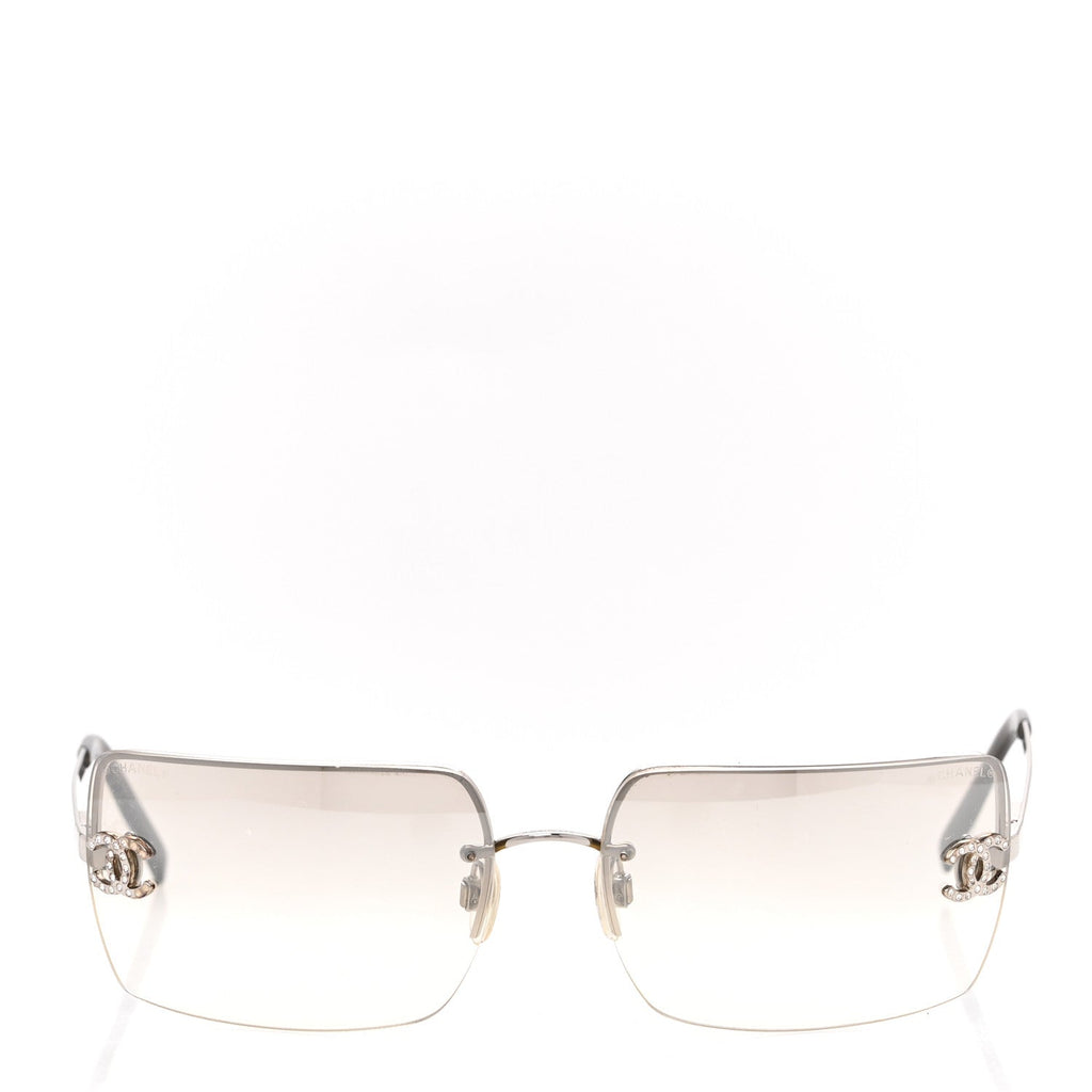 Metal Crystal CC Logo Sunglasses 4092-B Silver